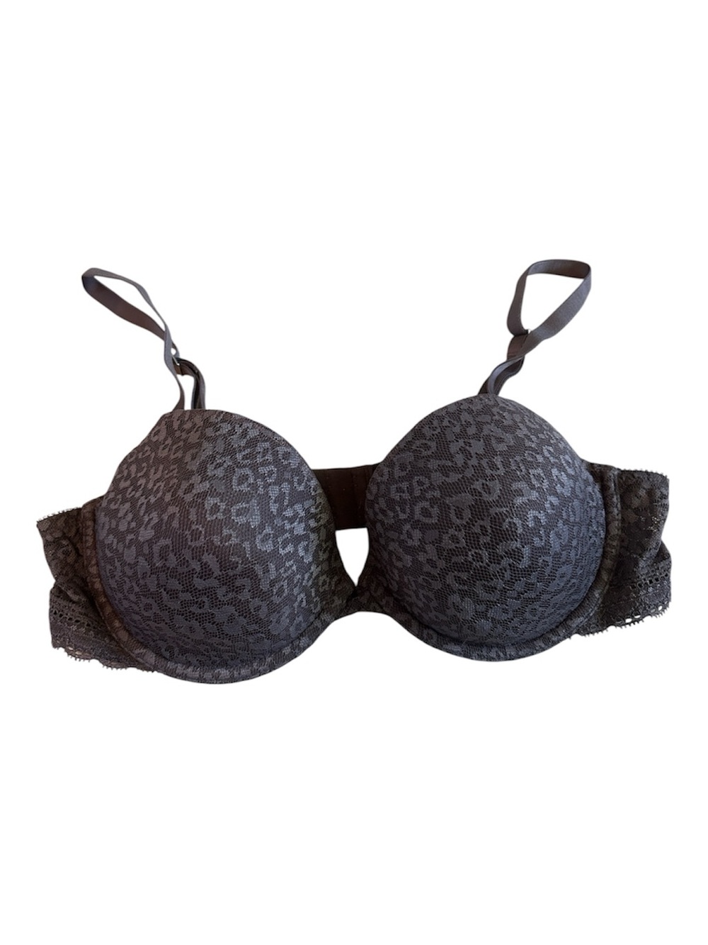 Gilligan & O'Malley Charcoal Lace Overlay Bra 38C